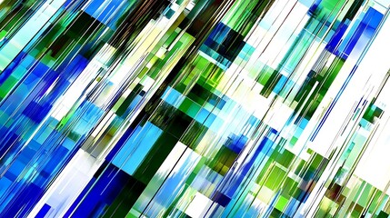 Aufkleber - Abstract geometric background with dynamic diagonal lines in blue, green, and white tones creating a sense of movement