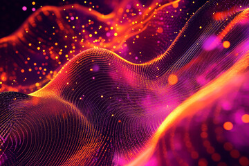 Poster - Abstract Wavy Pattern with Glowing Dots for Modern Design Projects