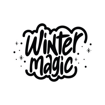 Winter Magic Lettering Vector Design.