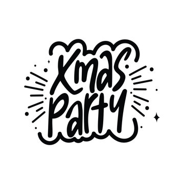 Christmas Party Lettering Vector Design.