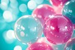 © Ilia - Vibrant pink and blue soap bubbles with bokeh