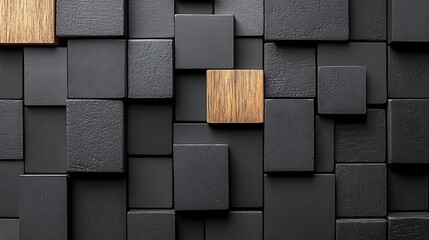 Aufkleber - Modern 3D Wall Texture with Dark Gray Cubes Abstract Background