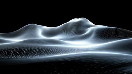 Poster - Abstract Digital Landscape: Glowing Particle Waves