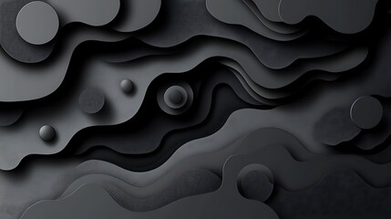 Aufkleber - digital abstract artwork background featuring a layered design consists of various overlapping shapes and forms, primarily in shades of black and dark gray, creating a sense of depth and texture