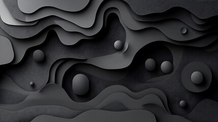 Aufkleber - digital abstract artwork background featuring a layered design consists of various overlapping shapes and forms, primarily in shades of black and dark gray, creating a sense of depth and texture