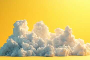 Poster - Digital art composition featuring a 3D cloud render against a bright yellow background for a vibrant contemporary style
