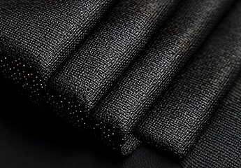 Aufkleber - Close-Up of Black Fine Textured Fabric Showcasing Detailed Weave Pattern
