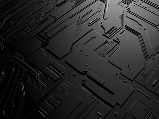 Poster - Abstract Dark Metallic Surface Design with Geometric Shapes and Lines