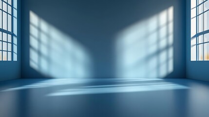 Aufkleber - Bright Modern Interior Design with Blue Windows Casting Light Shadows