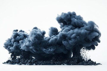 Poster - Dramatic black smoke swirling in fluid motion against a white background showcasing its dynamic form in a controlled studio environment