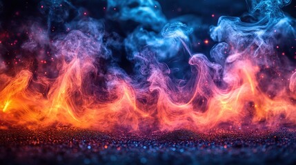 Poster - Abstract colorful smoke and fire