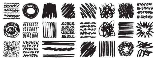 Poster - Doodle grunge ink brush stroke handwriting set. Hand drawn scribble vector squiggle swirl set. messy black crayon line. decorative signature, bold pencil sketch texture