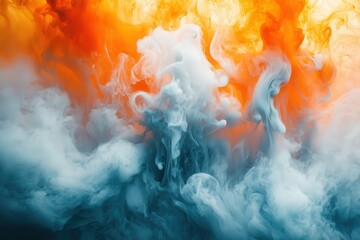 Poster - Vibrant smoke swirling in dynamic motion showcasing rich colors and striking textures in a clean and modern art style