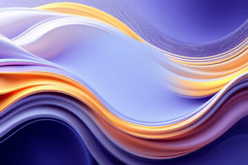 Aufkleber - Abstract flowing waves in purple, orange, and white create a smooth, dynamic design. Soft curves and vibrant colors interplay in a visually appealing composition.