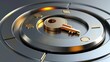 © Fajr Studio - Golden Key Inserted into a Futuristic Lock Mechanism Symbolizing Security and Access Control i