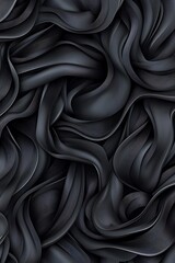 Poster - Deep waves of graphite ribbons, abstract flowing pattern in dark hues