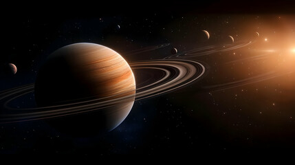 Wall Mural - Pixelated Planet With Rings In Space