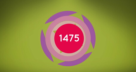 Poster - digital image of circle shapes with numbers on green background