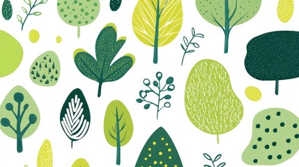 green stylized trees and leaves pattern; nature background; website design