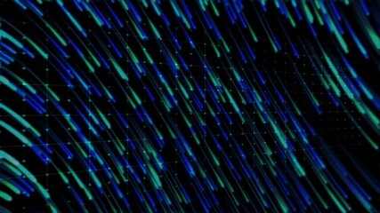 Poster - blue and green digital heartbeat animation over dynamic glowing lines background