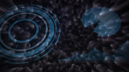 Poster - Animation of futuristic digital interface with geometric patterns on abstract background