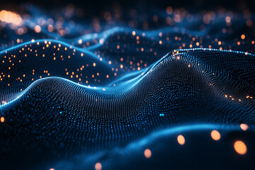 Poster - Abstract Wave Pattern with Glowing Dots for Modern Technology Designs