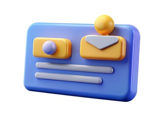 Poster - Digital Interface Icon: A simple, clean design of a digital interface or user interface icon. The primary colors are cool blues and warm yellows, emphasizing accessibility and user-friendliness.