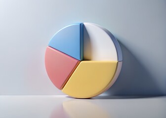Aufkleber - Pie Chart: A vibrant, colorful pie chart, each segment distinct in hue and form, is a visual representation of data, standing alone