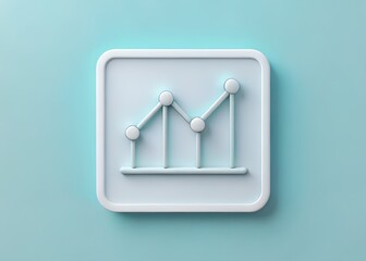 Aufkleber - Data visualization: A close-up, high-angle shot, of a clean, minimalist 3D rendered of a graph on a squared plate set against a light blue background.