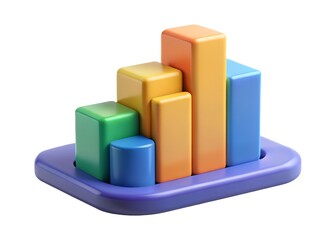Aufkleber - Colorful Charts: A vibrant, visually appealing representation of data analysis, showcasing growth and progress through colorful, three-dimensional bar graphs, perfect for illustrating business trends.