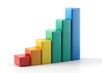Aufkleber - Rainbow Progress: A vibrant, rainbow-colored bar chart ascends, illustrating growth and positive trends in a visually appealing and simple presentation.