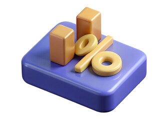 Aufkleber - Business Icon: This image features 3D render icon that uses percentage symbols, representing the concept of business, finance, and marketing.