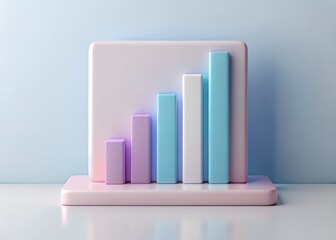 Aufkleber - Ascending Bar Chart: Pastel-colored bars on a simple chart, showcasing growth and progress in a clean, minimalist design. Symbolizing data visualization and business trends.
