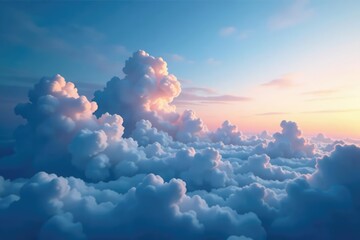 Wall Mural - subtle gradient sky, clouds seamlessly looping, digital, soft