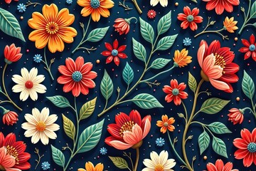 Wall Mural - intricate, flowing floral pattern, continuous design , light, retro, botanical
