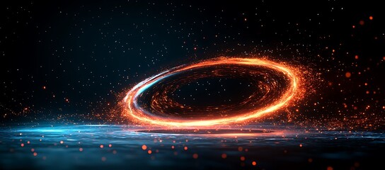 Poster - A stunning swirling vortex of luminous orange and blue energy