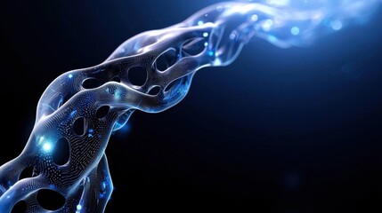 Aufkleber - A blue, twisted, and glowing strand of something that looks like a strand of DNA