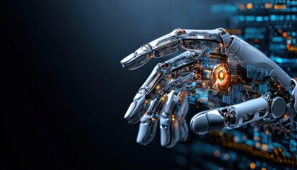 Aufkleber - A robot hand is reaching out to a computer screen