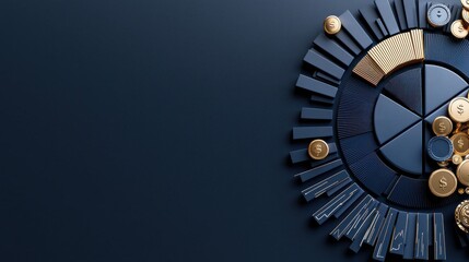 Aufkleber - A blue background with a gold circle and a gold triangle