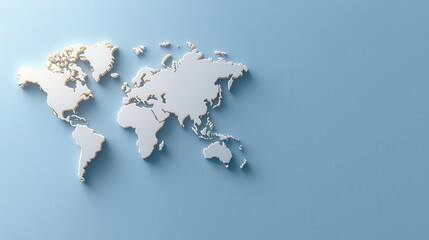 Poster - A white world map is drawn on a blue background