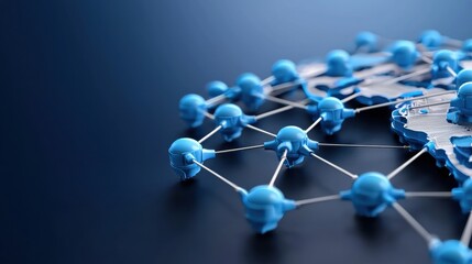 Aufkleber - A blue globe with many blue spheres connected to it