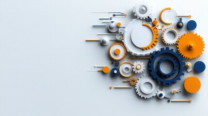 Aufkleber - A colorful image of gears and wheels with a white background