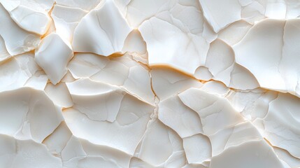 Poster - The image is a close up of a white surface with many cracks and holes