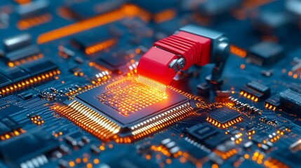 Poster - A close up view of a circuit board and connector