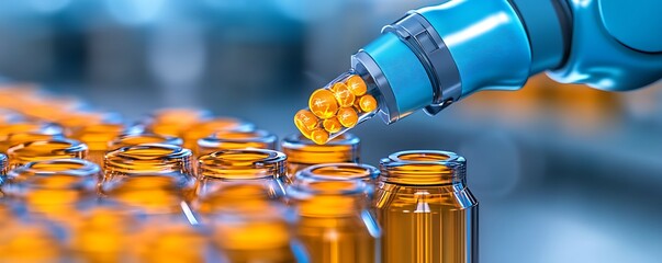 Poster - Automated robotic arm dispensing medicine into small glass vials