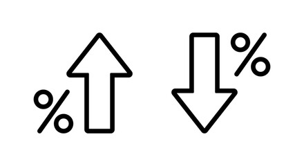 Poster - Percent growth and decline outline icon in rounded corner. Percentage arrow up and down sign symbol