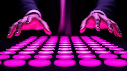 Aufkleber - Interactive technology showcase modern workspace digital art presentation futuristic setting close-up view innovation concept