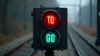© Netaya - Railway Signal with Red and Green Lights: Ensuring Safe Train Movement on Tracks - Stock Photo Concept with Empty Space for Customization