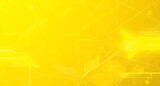 Bright Yellow Technology Background with Interconnected Lines and Geometric Shapes