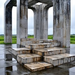 Poster - Bold concrete structure with raw materials highlighting strength and industrial aesthetic appeal